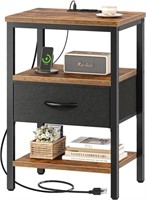 SUPERJARE NIGHTSTAND WITH CHARGING STATION BED...