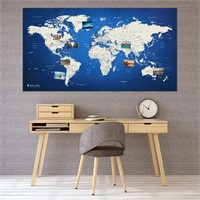 World Map XXL 51 x 28 inches, Travel Pin Board...