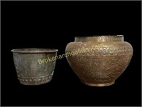 2 Decorative Copper Pots