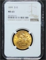 1899 $10 Liberty Gold Eagle NGC MS63 Nice!