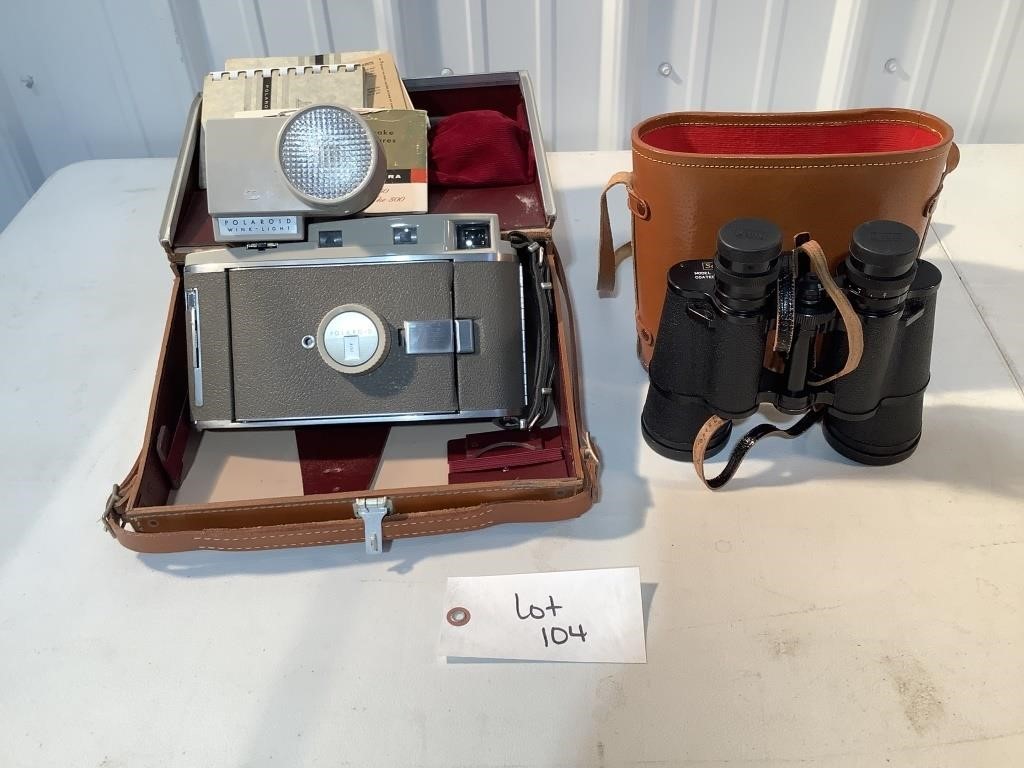Vintage Sears Binoculars & Polaroid Camera