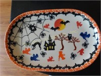 Kalich Polish Pottery Halloween tray, 5 1/2" x 9"