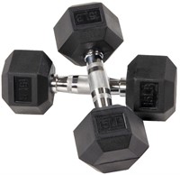 FM7955  BalanceFrom Rubber Hex Dumbbells, 15 lbs