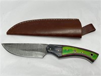 Fixed Blade Hunting Knife with Sheath - Green