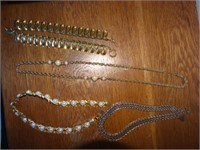 Costume jewerly, gold tone necklaces