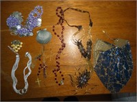 Costume jewelry, Rosary, beads, pewter shell,