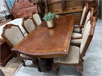 Ornate Double Pedastal Dining Table , Includes 2