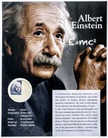 24 kt Gold Foil UNC Albert Einstein E=mc2 Medallio