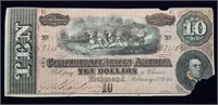 1864 Confederate $10 Banknote T-68