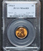 1954-S Lincoln Wheat Cent PCGS MS66RD Nice