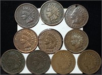 Nice Group of 10 Indian Head Cents from Estate