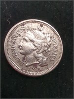 1865 Civil War Era Three Cent Piece,