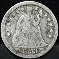 1853 Arrows Seated Liberty Silver Dime