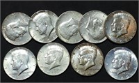 Group of 9 BU Kennedy 40% Silver Half Dollars