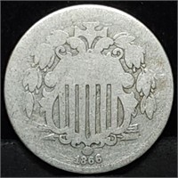 1866 Rays Shield Nickel