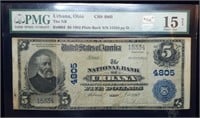 1902 $5 National Currency Urbana Ohio PMG 15