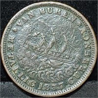 1830s Large Cent Hard Times Token with Ships