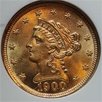 1900 $2.50 Liberty Gold Quarter Eagle PCI MS63
