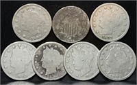 Nice Group of 7 Liberty & Shield Nickels