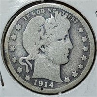 1914-D Barber Silver Half Dollar