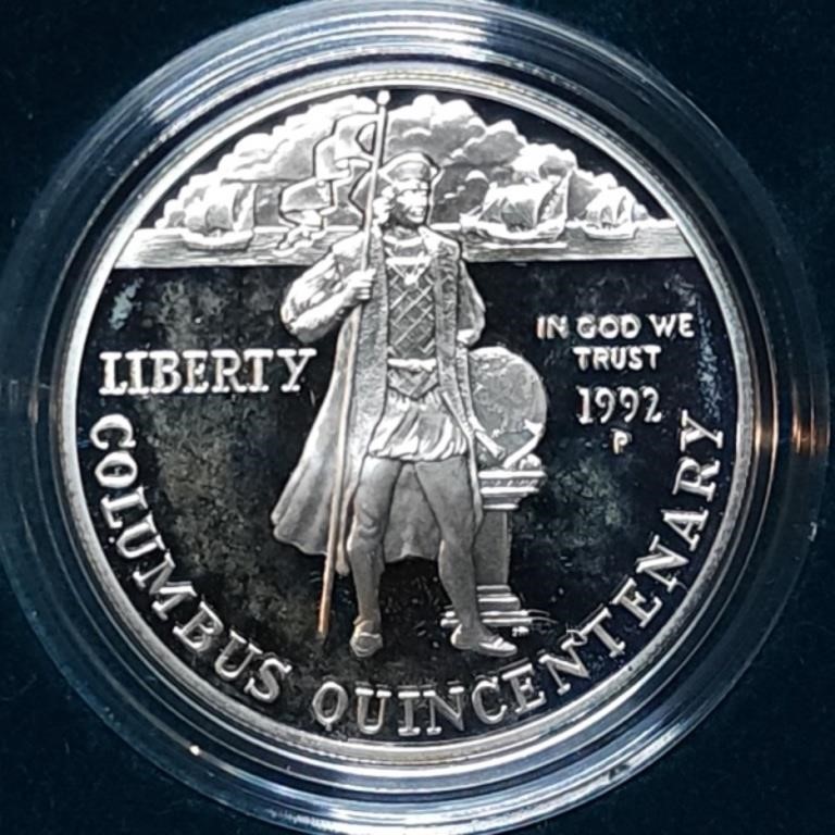 1992 Christopher Columbus Proof Silver Dollar MIB