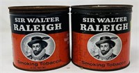2 Antique Sir Walter Raleigh Smoking Tobacco Tins