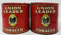 2 Antique Union Leader Tobacco Tins