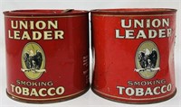 2 Antique Union Leader Tobacco Tins
