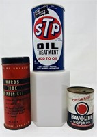 3 Antique Cans STP Oil, Wards Tube Kit & Havoline