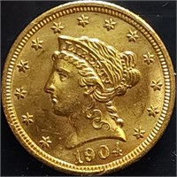 1904 $2.50 Liberty Gold Quarter Eagle Nice!