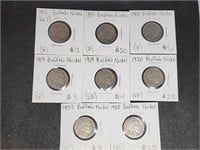 Lot of 8 Buffalo Nickels: 1913, 1914, 1918, 2-
