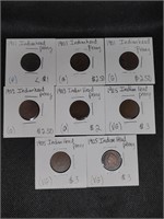 Lot of 8 Indian Head Pennies: 3- 1901, 1902,