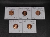 Lot of 5 High Grade Lincoln Pennies: 2- 1979 S,