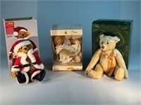 3 Steiff Bears in Boxes Santa, Pansy, Witney