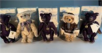 5 Stieff Bears in Boxes Purple, Parka, Bowtie