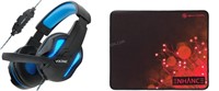 Enhance Wired Gaming Headphones + Mousepad - NEW