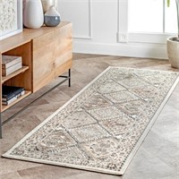 F3 Becca Traditional Tiled Area Rug,2' 6"x8',Beige