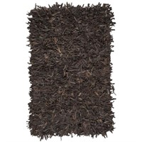 F4 Leather Solid Area Rug, Dark Brown, 2' x 3'