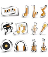 Music Note Cookie Cutters Set of 12, Metal