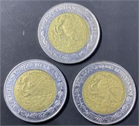 Mexican 2 Peso Coin Trio