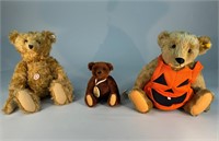 3 Steiff Bears - Golden, Brown, Pumpkin