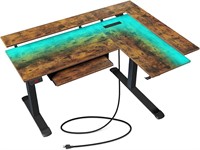 Rolanstar L Shaped Standing Desk with LED Light