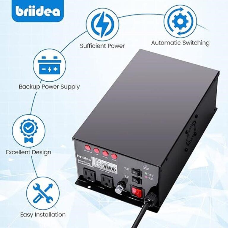 Sump Pump Battery Backup System, Briidea Battery