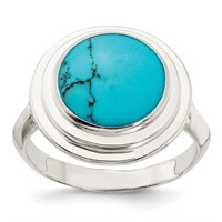 Sterling Silver- Created Turquoise Modern Ring