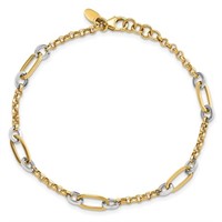 14 Kt-Two-tone Fancy Link Chain Design Bracelet