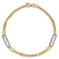 14 Kt- Two-tone Diamond-Cut Fancy Link Bracelet