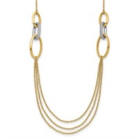 14 Kt- Two-tone Fancy Link Design Necklace
