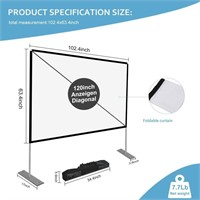 Projector Screen with Stand 120 inch Portable