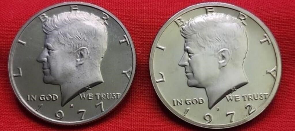 1971S & 1972S Unc Kennedy Half Dollars