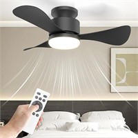 Black Ceiling Fan with Light and Remote - 52"